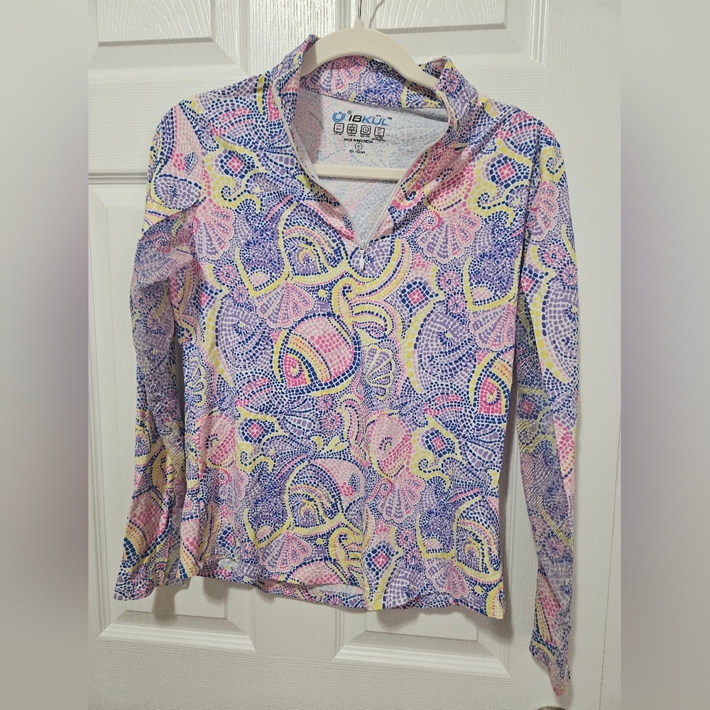 IBKUL Mock Zipper Long Sleeve Top 50 SPF - Picture 2 of 4